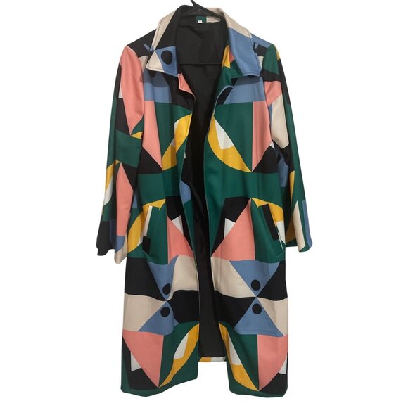 Womens Geometric Print Urban Coat Size M City  Art to Wear - Picture 1 of 8